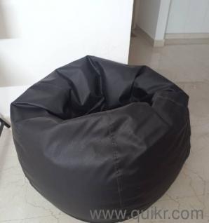 SATTVA premium leather 2XL bean bag black with beans