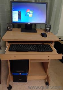 USED DELL MONITOR, CPU INTEL CORE DUO, COMPUTER TABLE AND SPEAKERS