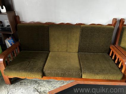 Teak wood sofa set 3,2,1 seater with teapoy