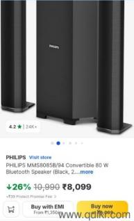 PHILIPS MMS8085B/94 Convertible 80 W Bluetooth Home Theatre (Black, 2.1 Channel)
