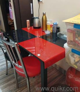 Dining table (glass top) with 2 chairs