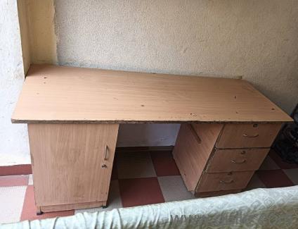 WOODEN TABLE, DRESSING TABLE, 4 CHAIRS