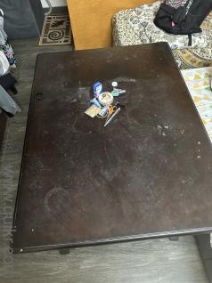 Blackwood dining table with three chairs in excellent condition