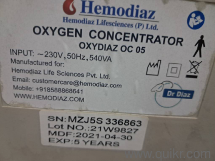 Hemodiaz Oxygen Concentrator and Eureka Forbes Vaccuum Cleaner. Oxygen Concentrator totally new, in warranty with bill. 