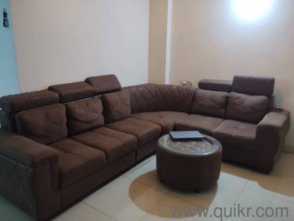 6 Seater Sofa with Adjustable Headrest and Round Table