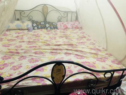 Metal King size bed with plywood and mattress