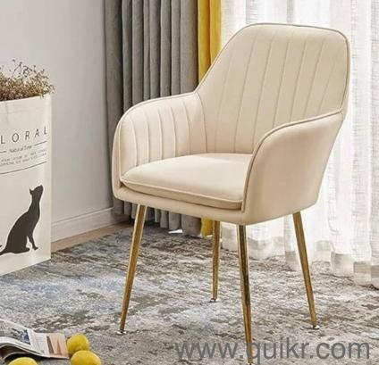 Premium Modern Dining Chair, Beige Upholstery, Designer Look.