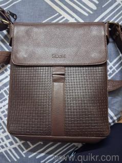 Mochi make pure leather sling bag, dark brown colour