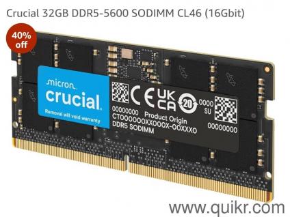 Crucial 32GB DDR5-5600 SODIMM CL46 (16Gbit)