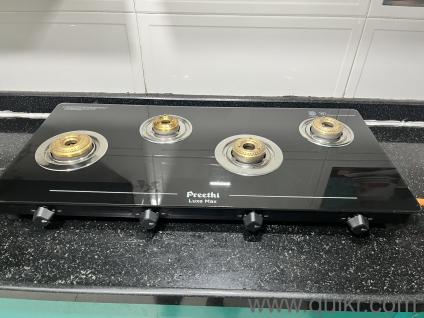 Brand new Preethi 4 burner glass top stove available. Few days only used. Suitable for family using 4 burners. Well maintained gas stove.Reason for sale is I am moving to abroad