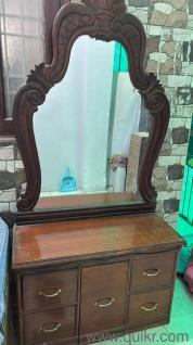 Sheesham wooden dressing table with drawers and stool