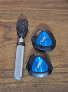 HEINE OPHTHAMOSCOPE AND VOLK 20D AND 90D LENSES 