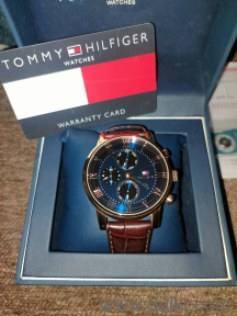 Tommy Hilfiger Multi-Dial Mens Watch  Rose Gold & Leather