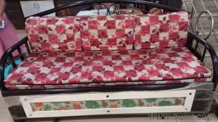 aesthetic sofa cum bed with soothing cushion and mattress