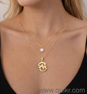 Layered Gold Pendant Necklace with Minimal Charm & Symbolic Pendant