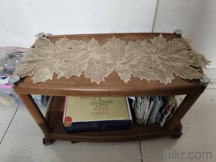 Nilkamal Contemporary Center Trolley Coffee Table/Tea Table/Teapoy for Home/Living Room/Office & Outdoor (Plastic), Pear Wood. 