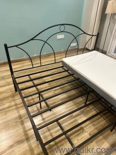 Pepperfry King Size Bed + 2 Wakefit Orthopedic Mattress + Waterproof Cover | Excellent Condition