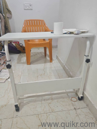 Torche ironwood Multipurpose Height Adjustable Movable Table for Computer & Laptop Table with Wheels (Big-Pearl White)