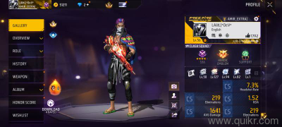 Free Fire ID Level 52 with Rool emote 