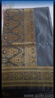 brand new banarsi kattan silk saree steel grey colour, wedding wear very graceful