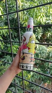 Hand painted warli and traditional art decorative bottle