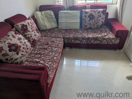 5 seater left corner sofa red colour heavily used 