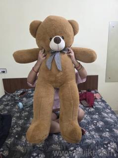 3 Soft Toys - 4ft Brown Teddy bear, medium size pink teddy bear and small Shin-chan