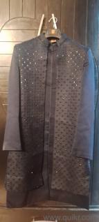 Premium Manyavar Blue Sequinned Indo-Western Jacket