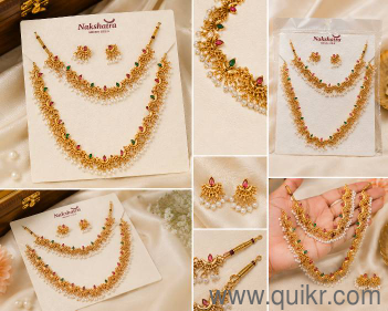 Nakshatra Micro Gold Bridal Necklace Set with Earrings  New