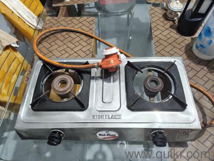 Two burner gas stove In perfect condition with gas pipe and regulator of branded company. Used for only 1.5 years and reason of selling I have purchased glass top burners recently.