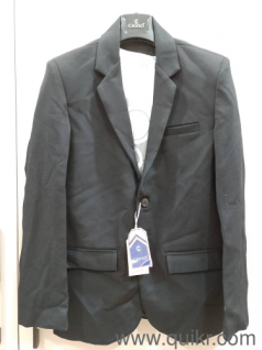 Boys Regular Fit Solid Black Blazer