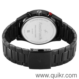 Fastrack Opulence Sun Moon Chronograph Black Dial Black Metal Strap Analog Quartz Watch