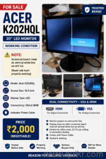  Acer K202HQL 19.5-inch LED Monitor for sale. Monitor 