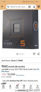R5 7600x & 32gb DDR5 Ram 16*2ran sticks with bill box available and with in warranty 