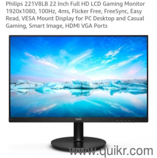 Philips 221V8LB 22 Full HD 100Hz Gaming Monitor  19201080, 4ms, FreeSync, HDMI/VGA, Flicker-Free, VESA Mount.