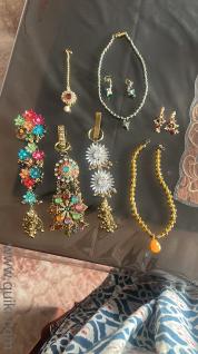 multicolour stone beads necklace . earrings