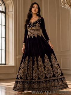 velvet wine colour gown