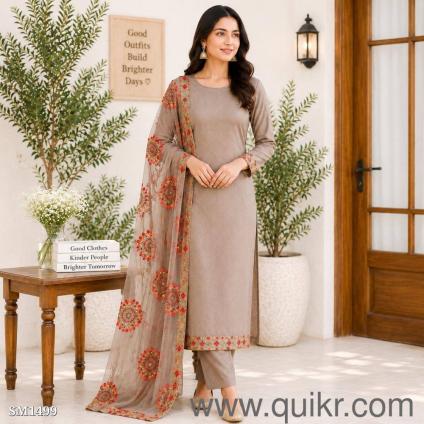 Lokazi Cotton Mirror Work Unstitched Suit Set with Designer Net Dupatta | Elegant Ethnic Wear for Women