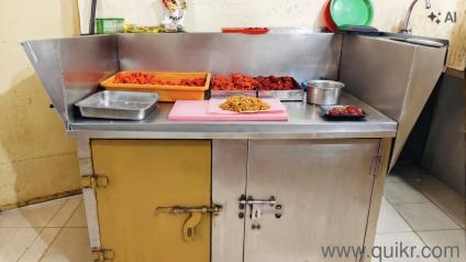 Commercial Stainless Steel Counter with Storage for Tea Shop