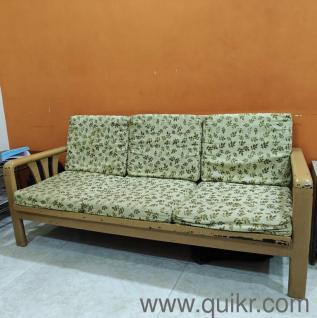 Wooden Sofa Set - 2 Three-Seater Sofas + 2 Single Chairs | Cushions Included