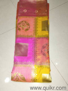  Pure Silk Banarasi Kanchipuram Saree-Multicolor Box Design-1 Time Used 