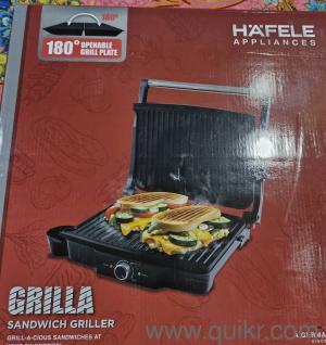 New and unused Hafele black sandwich griller with bill and two year warranty