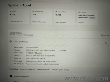 ASUS Tuf Gaming Ryzen 7 Laptop, 16Gb Ram, 512GB SSD, 4GB Graphics 