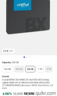 crucial bx500 500 gb SSD for sale. not much used health is at 99% attached in the photo
