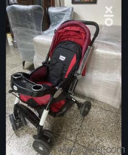 Red colour Luvlap Pram cum stroller