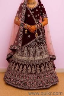  Designer Bridal Velvet Maroon Lehenga with Heavy Embroidery 