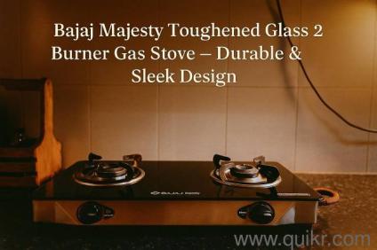 Bajaj Majesty Toughened Glass 2 Burner Gas Stove  Durable & Sleek Design
