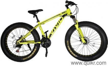 sepeda fat bike bright yellow dual disk in tyres
