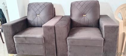 3+1+1 colour chocolate velvet sofa set near and good seal open by 15 days only 15 days