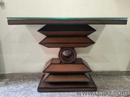 Wooden console with Glass top